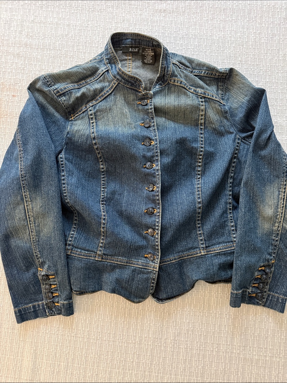 a.n.a Blue Fitted Button-Front Denim Jacket